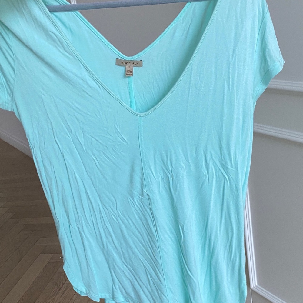 Bordeaux V-Neck Short Sleeve Tee - Purchased at Anthropology